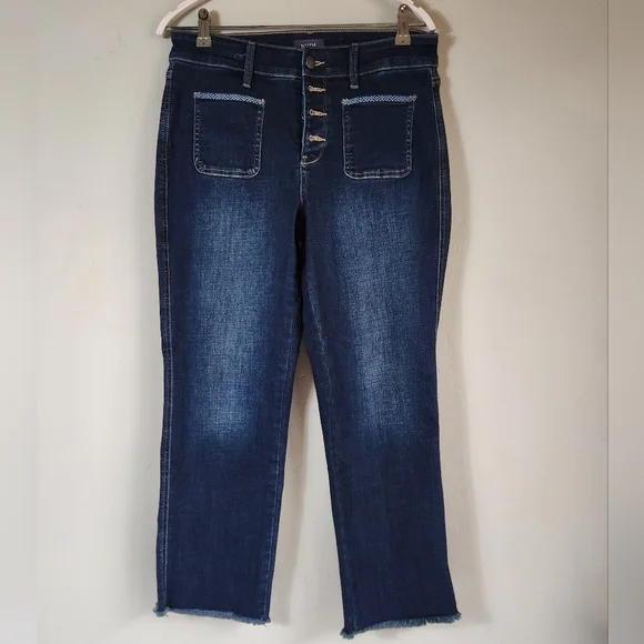 NYDJ Marilyn Straight Leg Jeans Patch Pockets Size 8. B13 - Picture 1 of 13